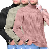 Riolio FALL MENS OUTFIT Autumn Men's Turtleneck Knitted Sweaters Winter Warm Oversized Pullover Sweater Breathable Solid Color Streetwear Tracksuit