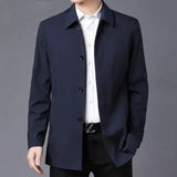 Riolio Casual Business Lapel Windbreak Jackets Men Coats New Brand Top Quality Spring Men's Trench Coat Solid Color Mid-length Jacket