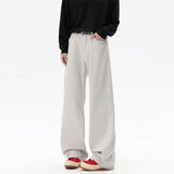 Riolio  White Jeans Men Straight Leg Drag Pants Classic Plain Denim Trousers Unisex Neutral Minimalist Jeans Wholesale Fashion 2025