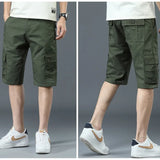 Riolio  Men's 5-point Multiple Pockets Casual Summer Thin Pure Cotton Work Shorts Trend Loose Breeches Fashion Sports Pants