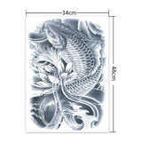 Riolio Full Back Large Tattoo Sticker Waterproof Temporary Tattoos Carp Lotus Dragon Buddha Fake Tatoo Body Art Painting For Men Women