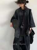 Riolio New Summer New Chinese Style Old Denim Short-sleeved Shirt Korean Style Men Women Loose Retro Button-up Shirt Jacket Aesthetic