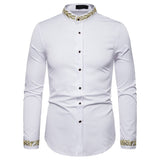 Riolio Men Spring Autumn Shirt Social Henley Dress Shirt Fashion Long Sleeve Formal Embroidery Tops Clothing Casual camisa masculina