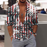 Riolio Spring Autumn Men Hawaiian Shirts Turn-down Collar Buttoned Tops Men's Casual Tropical Printed Long Sleeve Shirt Streetwear