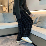 Riolio Men Checkered Casual Pants Loose Straight Corduroy Pants Sweatpants Man Fashion Streetwear Spring New Hip Hop Trousers