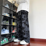 Riolio  Korean Style Tie-dye Print Casual Pants Black Mopping Trousers Men Autumn Fashion Streetwear Pants Unisex Plus Size 5XL-M