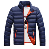 Riolio M-5XL New Men's Winter Thick Jacket Stand Neck Zipper for Warmth and Contrast Color Short Jacket Slim Fitting and Versatile Jac
