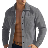 Riolio  New Men's Heavy Corduroy Shirt Long Sleeve Shirt Casual Cardigan Jacket