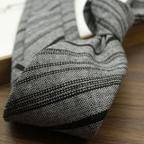 Riolio  2pcs Neck Tie Set Cotton Brown Striped Neck Ties For Men Women Girls Casual Style Shirt Accessories Brooch Black Plaid Neckties