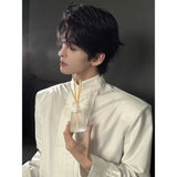 Riolio Spring New Niche Shirt Deconstructed Stand Collar Long-sleeved Shirt Men's Mature Elegant Youth Design Feel Loose Casual Blouse