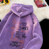 Riolio chill guy Men Washed Hoodies Harajuku Style Hooded Sweatshirts Letter Graffiti Sweatshirt Gothic 8 Colors Vintage Male Hoodie Y2k Women