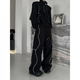 Riolio American High Street Style Retro Trend Functional Style Drawstring Loose Sports Wide-leg Trousers Autumn Winter New Style Pants