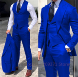 Riolio Purple 3 Piece Set Men Business Suits Groom Groomsman 3 Pieces Wedding Party Formal Occasions Tuxedo Jacket Vest Pants