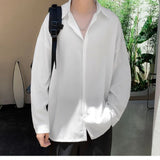 Riolio  Young Style Korean Street Casual Shirts Fashion Office Lady Loose Solid Spring Summer Thin Simplicity Men's Clothing Handsome