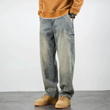 Riolio  Men's Jeans Retro Cargo Trousers Straight Man Cowboy Pants Punk Washed Luxury Designer 2025 Trend Y2k Vintage Korean Style Baggy