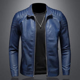 Riolio Men's standing collar Jacke, motorcycle clothing, fashion trend personalized leather men's jacket