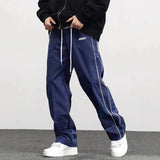 Riolio  Men's New Woven Trousers High Street Trend Retro Casual Cuff Long Pants
