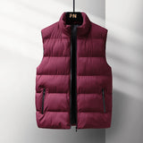 Riolio Casual Plus Size Men's Cotton Vest High Quality Autumn Winter Fashion Men Jacket Warm Stand Collar Sleeveless Men's Top Vests