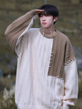 Riolio Knitted Sweater Men Pullover Oversize Sweaters Male Winter Harajuku Casual Streetwear Patchwork Autumn Hip Hop Spliced