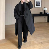Riolio  Mens Long Winter Cotton-Padded Jacket Plain Dark Daily Outdoor Solid Color Versatile Youth Trendy Top Men'S Clothing New