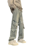 Riolio  Men's Jeans Multi-Pocket Loose Straight-Leg Wide-Leg Spring Autumn New Arrival Long Pants