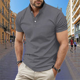 Riolio Men's Summer Casual Short Sleeved Polo Shirt Office Fashion Lapel Pocket T-shirt Men's Breathable Polo Shirt Men's Clothing