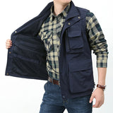 Riolio  Summer Men Tactical Hiking Fishing Vest Multi-pocket Photographer Waistcoat Outdoor Leisure Male Thin Cargo Jacket Vests M-6XL