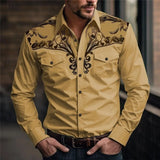 Riolio  Men's Western Style Floral Print Shirt Long Sleeve Button Cowboy Shirt with Chest Pockets