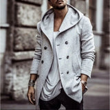 Riolio New Men's Coat Spring Autumn British Men Hooded Silk Floss Woolen Coat Fashion Casual Woolen Coat