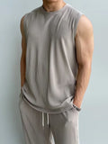 Riolio Ice Silk Men's Summer Ruffian Tracksuits Handsome Fashion Vest Sleeveless T-shirt And Pants Two Piece Set Men Elegant Suit