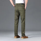 Riolio  Luxury Brand Men's Stripe Plaid Casual Pants Men Army Green Four Seasons High Quality Business Trousers Men's Slim Straight Pant