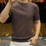 Riolio  New Summer Men Versatile Half-sleeved Slim Fit T-shirt for Business Round Neck Versatile Pullover