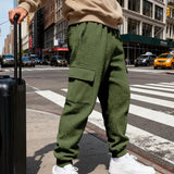 Riolio  Men's Textured Cargo Pants Elastic Waist Drawstring Joggers with Pockets Casual Trousers