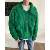 Riolio WINTER OUTFIT MEN Winter Thick Cardigan Sweater Men Warm Fashion Short Sweater Coat Men Korean Loose Lapel Sweater Cardigan Mens Jumper Clothes