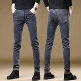 Riolio  Spring and Autumn New Fashion Trendy Solid Color Straight Leg Stretch Slim Fit Men's Casual Breathable High Quality Denim Jeans