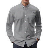 Riolio Men's Long Sleeve Shirts Solid Color Oxford Shirt Men's Button Up Shirt with Pockets Men Shirts Business Dress Shirt