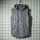 Riolio  Summer Thin Ice Silk Vest Men Tide Quick-Dry Sleeveless T-shirt Hip Hop Waistcoat Hooded Sport Tank Top Trend Hoodie