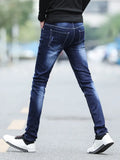 Riolio  Spring and Autumn Fashion Trend Solid Color Retro Sports Straight Leg Jeans Men's Casual Comfortable Elastic High-Quality Jeans
