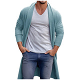 Riolio Men‘S Knitted Sweater Oversize Front Opening Long Hooded Cardigan Coat Harajuku Long-Sleeve Streetwear Pullover Casual Clothing