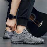 Riolio  Men's Sports Shoes Casual Shoes Round Toe Flat Heel Fly Fabric Upper Breathable Soft Sole Comfortable Lace-up Running Shoes