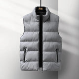 Riolio Casual Plus Size Men's Cotton Vest High Quality Autumn Winter Fashion Men Jacket Warm Stand Collar Sleeveless Men's Top Vests