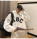 Riolio Letter Print ABC Men's Hoodies 2025 Autumn new sudadera hombre Korean Fashion Harajuku Pullover Hip Hop Long Sleeve Hooded