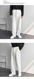 Riolio New Men White Straight Pants Fashion Korean Loose Suit Trousers Casual Draped Baggy White Wide Pant Male Streetwear