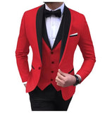 Riolio  Solid Men's 3 Pieces Wedding Suit One Button Shawl Lapel Jacket Vest Pants Dinner Groom Tuxedos Slim Fit Formal Business Suits