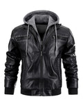 Riolio Hooded Windproof Leather Jackets Male Street Moto Style Leather Jackets New High Quality Blazers Men's Casual PU Leather Jacket