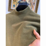 Riolio  Velvet Base Layer Men's Slim Solid Color Half Turtleneck Long-sleeved T-shirt Plus Velvet Thickened Inner Wear Warm Top