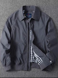 Riolio Japanese Sle Simple Flip-Collar Jaet Men's New 2025 American Retro Casual Outerwear Loose Fit Zipper Decoration Windproof