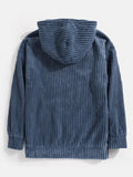 Riolio Autumn Winter Men's Sweatshirts Thickened Corduroy Long Sleeve Solid Kangaroo Pocket Shoulder Hoodie