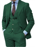 Riolio  3 Pieces Grey Stripe Design Men Suits Peaked Lapel Formal Business Man Blazer  Groom Tuxedo Classic Fit Male Outfit
