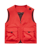 Riolio  Men Multi Pocket Utility Work Vest V Neck Full Zip Sleeveless Jacket Lightweight Outdoor Photography Fishing Cargo Waistcoat